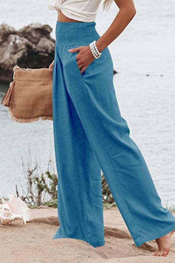Norvielle Damen Dehnbare Palazzo-Hose Elegant