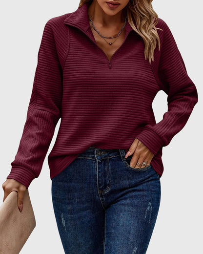 Damen Langarm-Pullover Lässig Reißverschluss