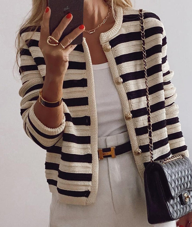 Norvielle Damen Gestreifter Pullover Langärmelig - Norvielle