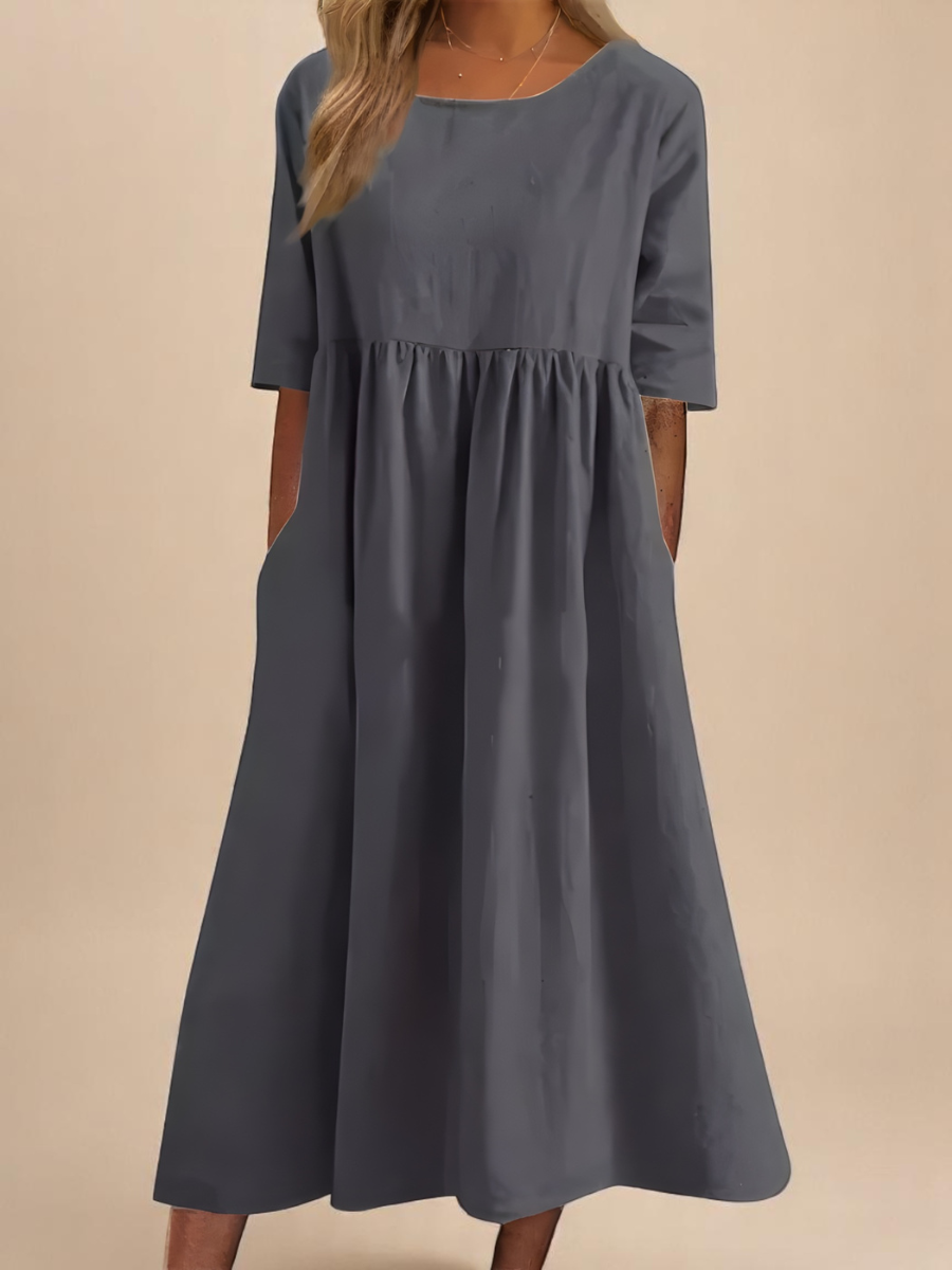 Damen Baumwollkleid Luftig Weiß