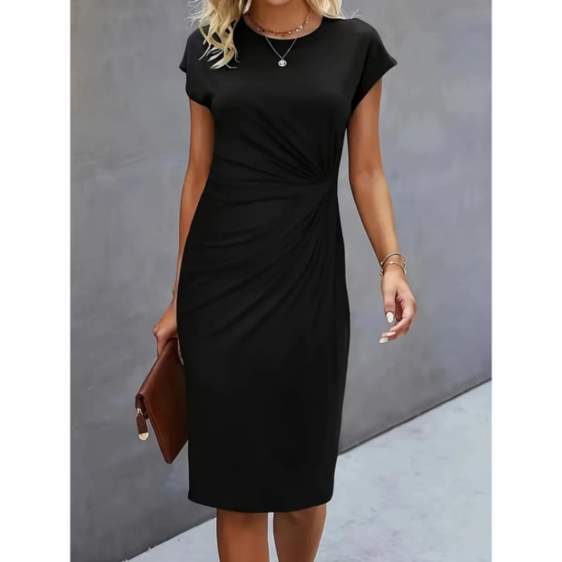 Damen Midikleid Kurzarm Formales Design