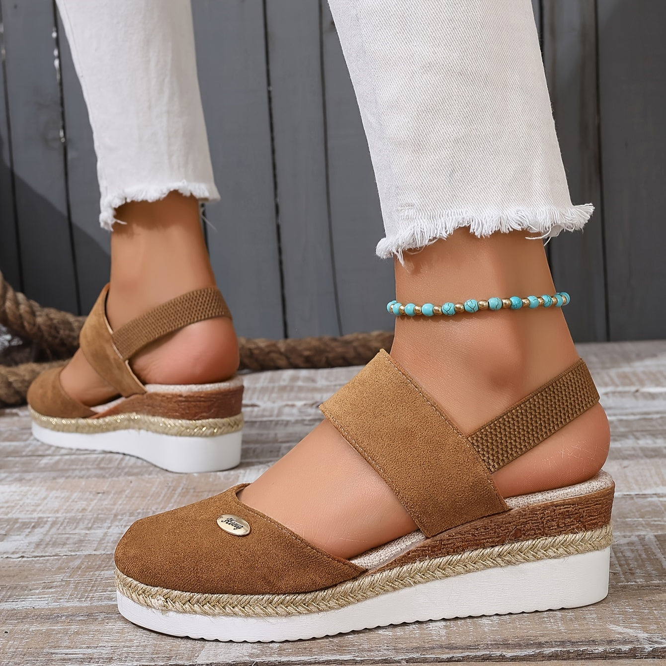 Damen Sandalen Auf Plattform Rutschfest Elastisch
