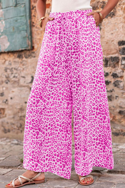 Damen Leopard Beinformed Pants mit Zugband Weite