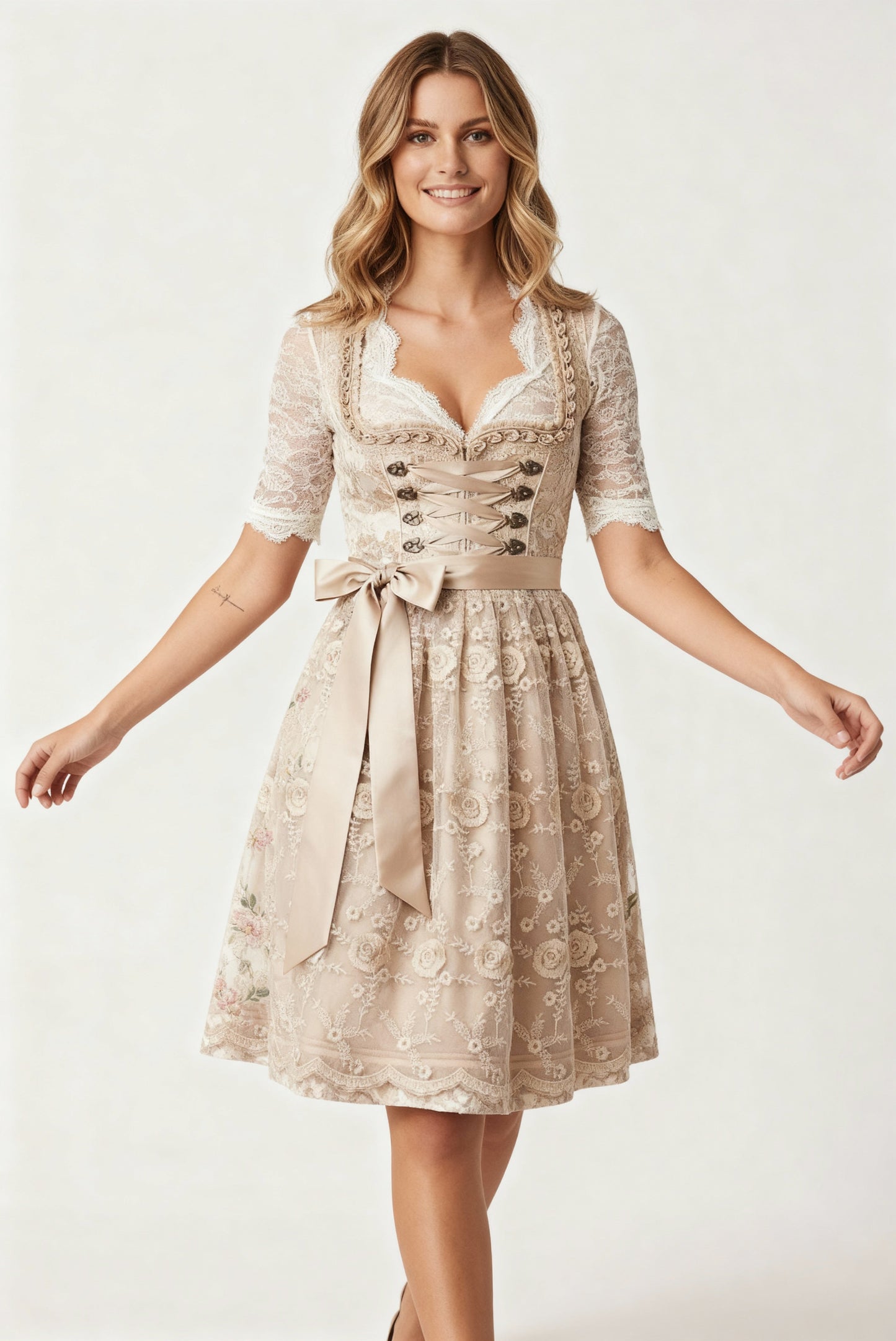 Traditionelles Deutsches Damen Dirndlkleid mit Schnürmieder und