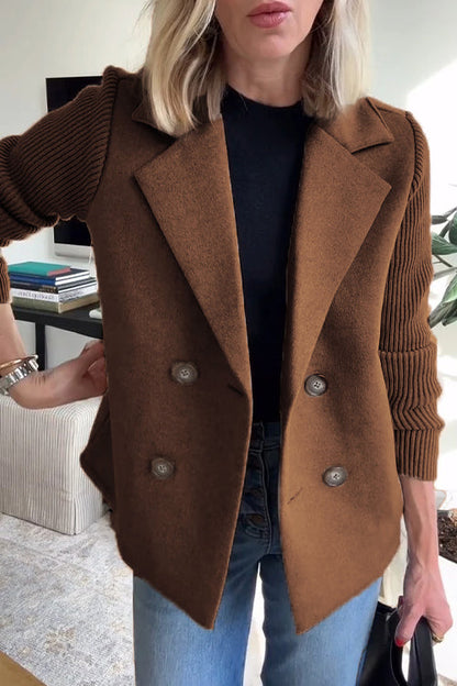 Damen Blazer Langer Ärmel Knopfleiste