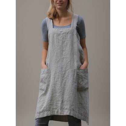 Damen Schürzenkleid mit Taschen Lässig Sommer Schwarz - Norvielle