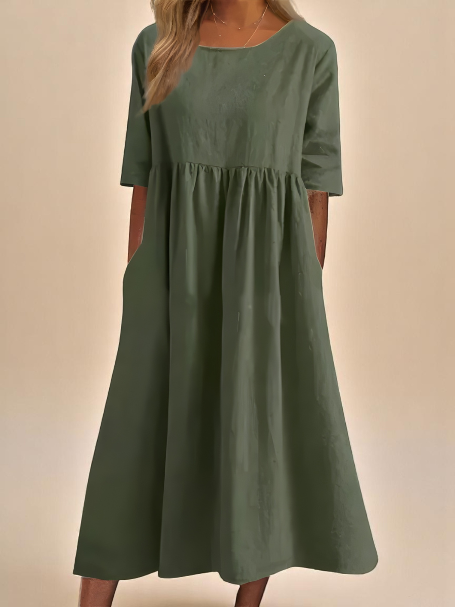 Damen Baumwollkleid Luftig Weiß