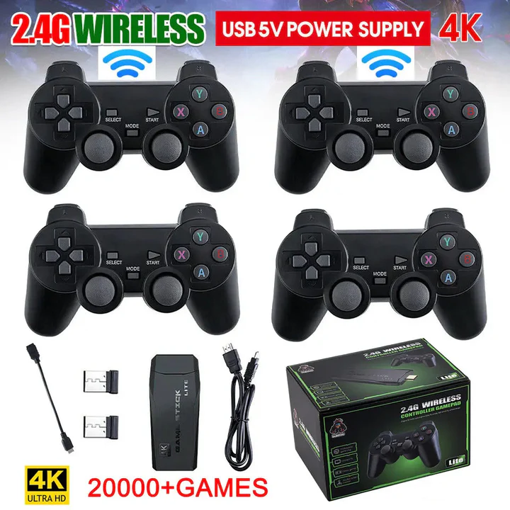 Retro Spielkonsole 4K Hdmi mit 64GB und 2 kabellosen Gamepads