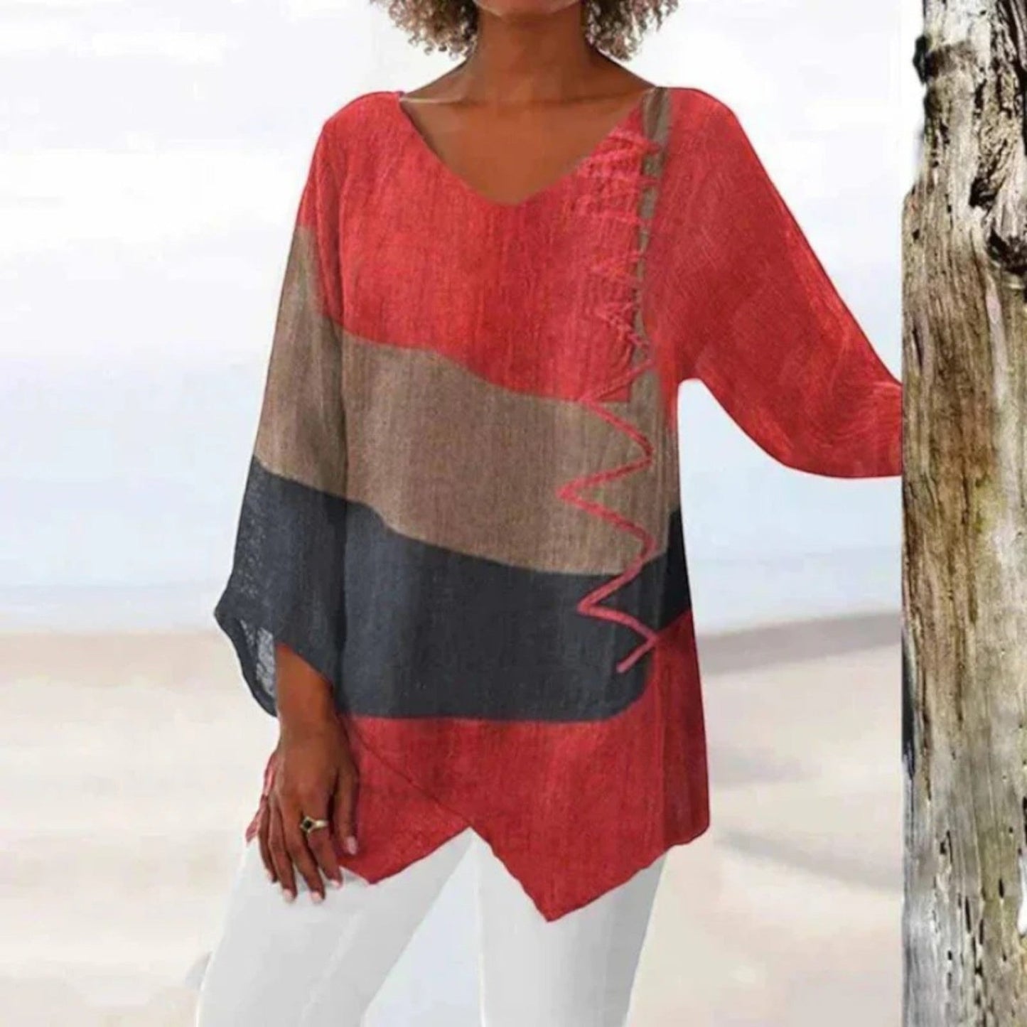 Damen Bluse V-Ausschnitt Langärmlig Elegante Bluse