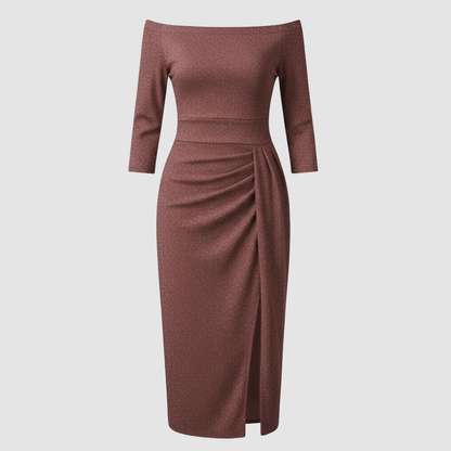 Damen Kleid Mittellang Schulterfreies Oberteil