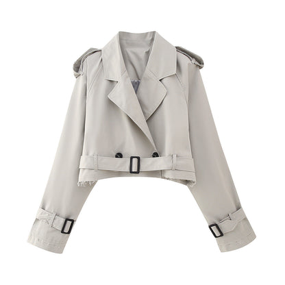 Damen Trenchcoat Kurz Gürtel