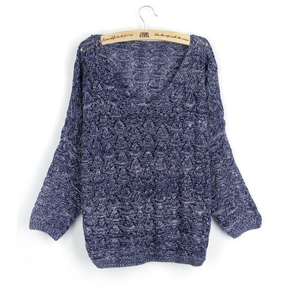 Damen Strickpullover V-Ausschnitt Offenes Muster Beige