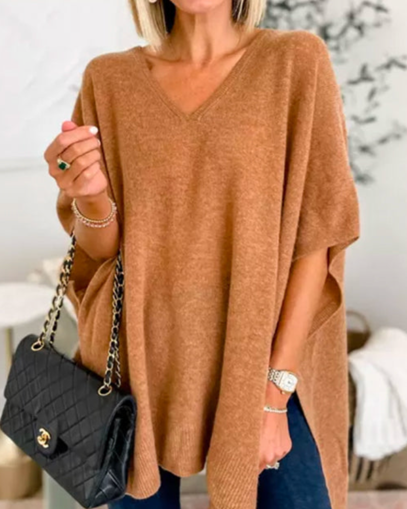 Strickpullover Damen V-Ausschnitt Lockerer Schnitt - Norvielle