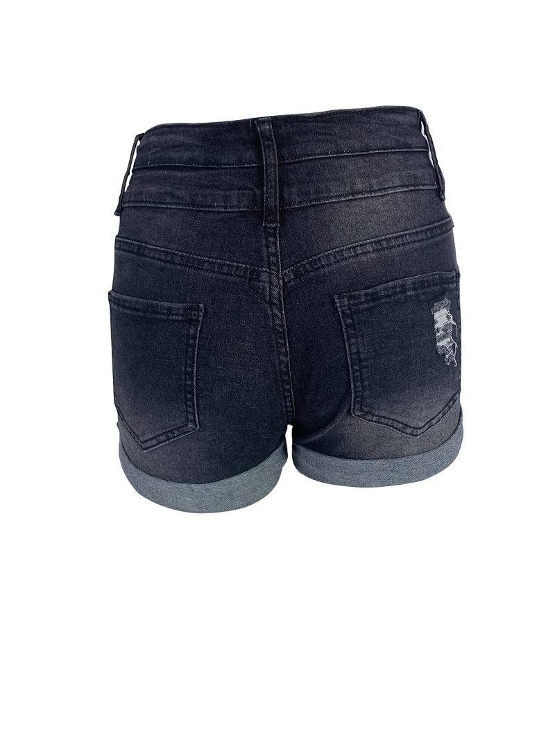 Norvielle Damen Gerippte Jeansshorts Sommer