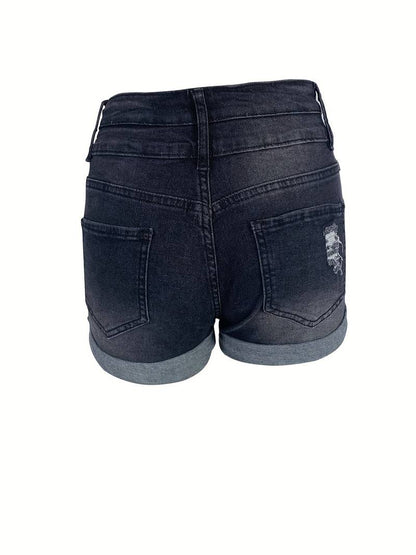 Norvielle Damen Gerippte Jeansshorts Sommer