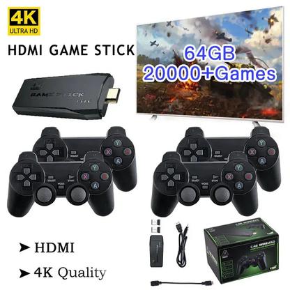 Retro Spielkonsole 4K Hdmi mit 64GB und 2 kabellosen Gamepads