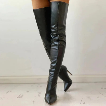 Damen Overknee Stiefel Spitze Absatz