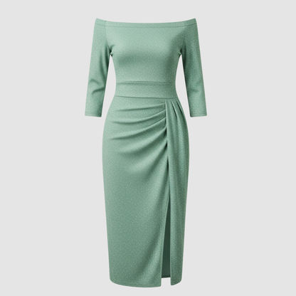 Damen Kleid Mittellang Schulterfreies Oberteil