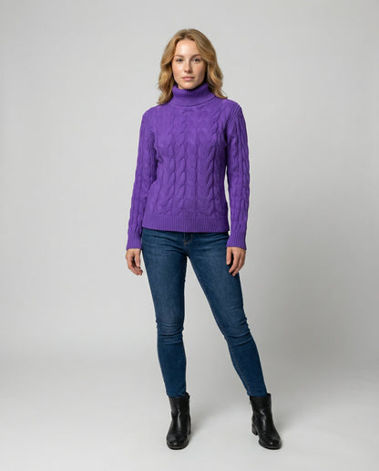 Damen Rollkragenpullover Zopfmuster - Norvielle