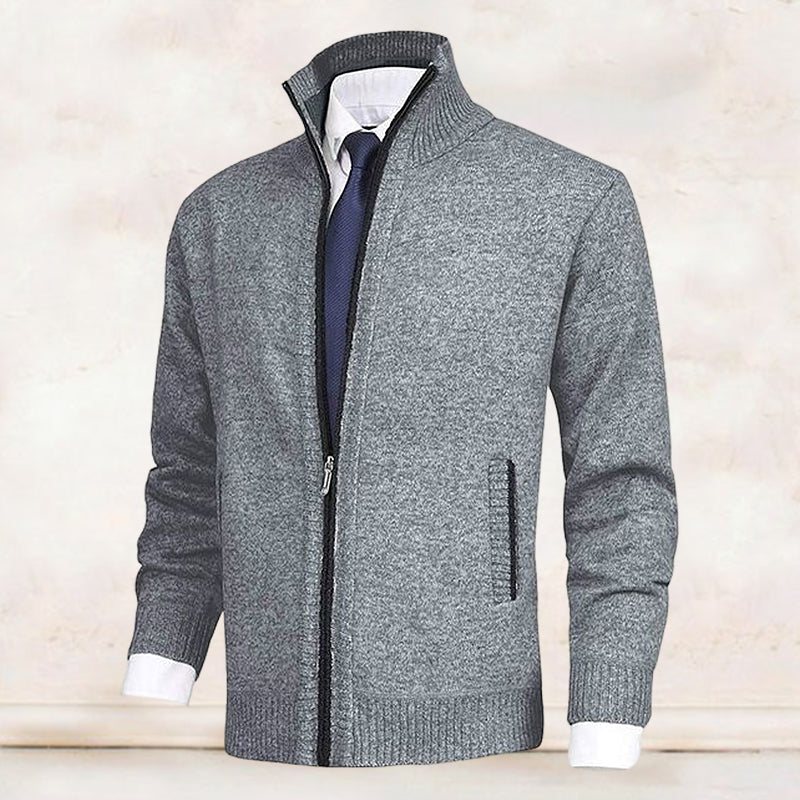 Norvielle Herren Strickjacke Stehkragen Reißverschluss
