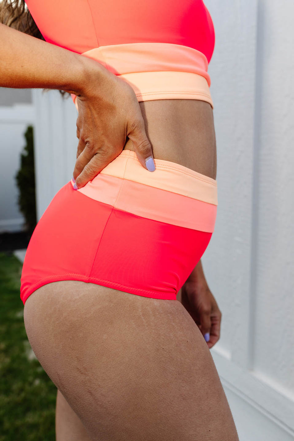 es Damen Bikini-Set Colorblock Cut Back