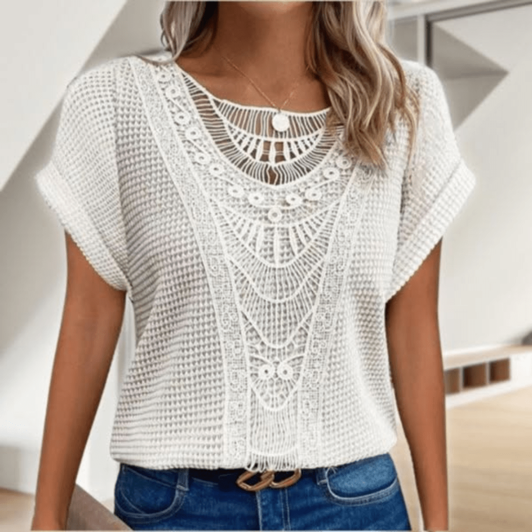 Ibiza Bluse Elegantes Damenoberteil aus Leinen Weiß