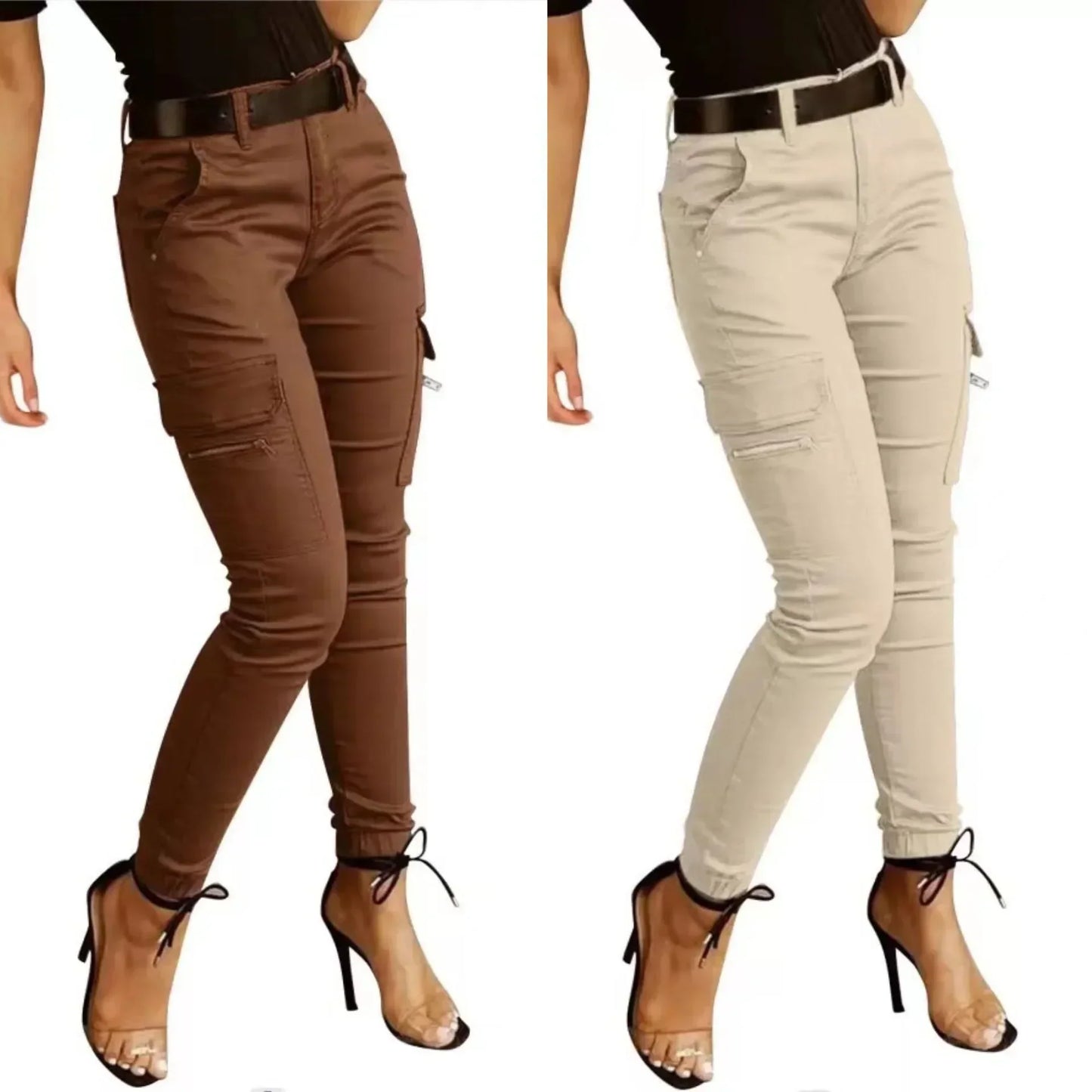 Norvielle Damen Cargo-Hose Hohe Taille
