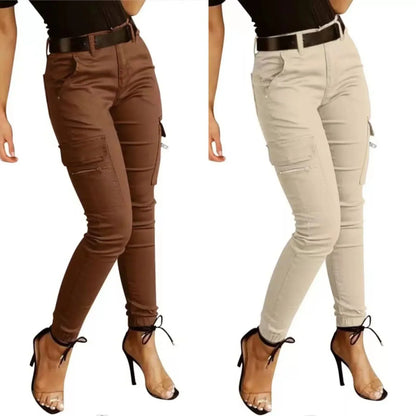 Norvielle Damen Cargo-Hose Hohe Taille