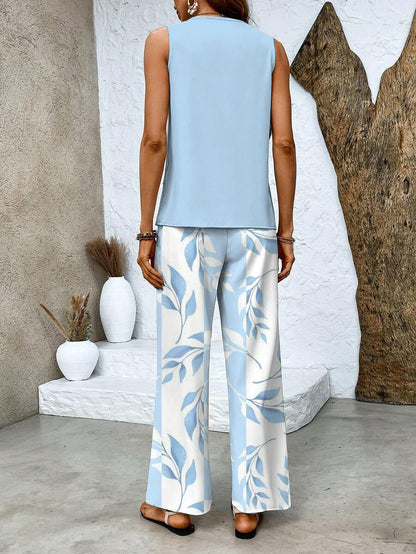 Damen Zweiteiler Set Ärmelloses Weite Hose Sommerlook