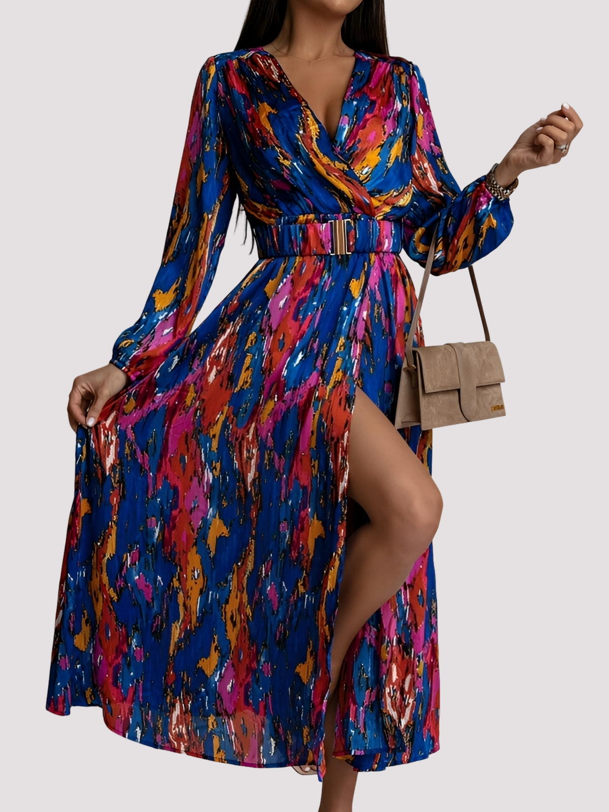 Damen Bohemian-Kleid Hochschlitz