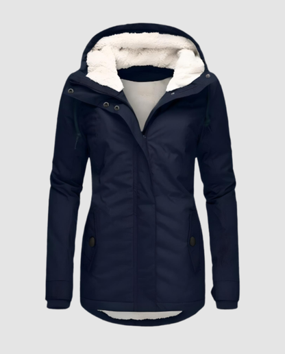 Damen Lange Gefütterte Winterjacke