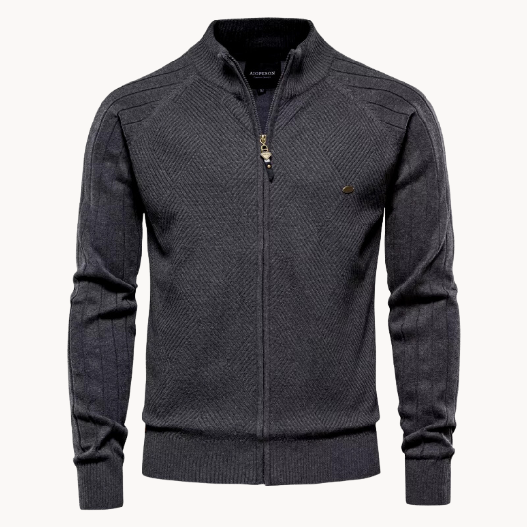 Herren Pulloverjacke Strukturiert Stehkragen Zip - Norvielle