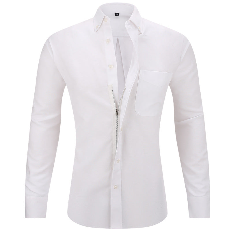 Herren Hemd Knitterfrei Weiss