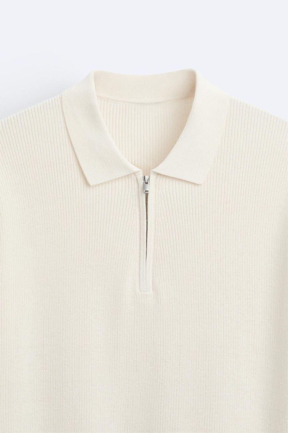 Elegantes Herren Polo Gestrickt Mit Reißverschluss