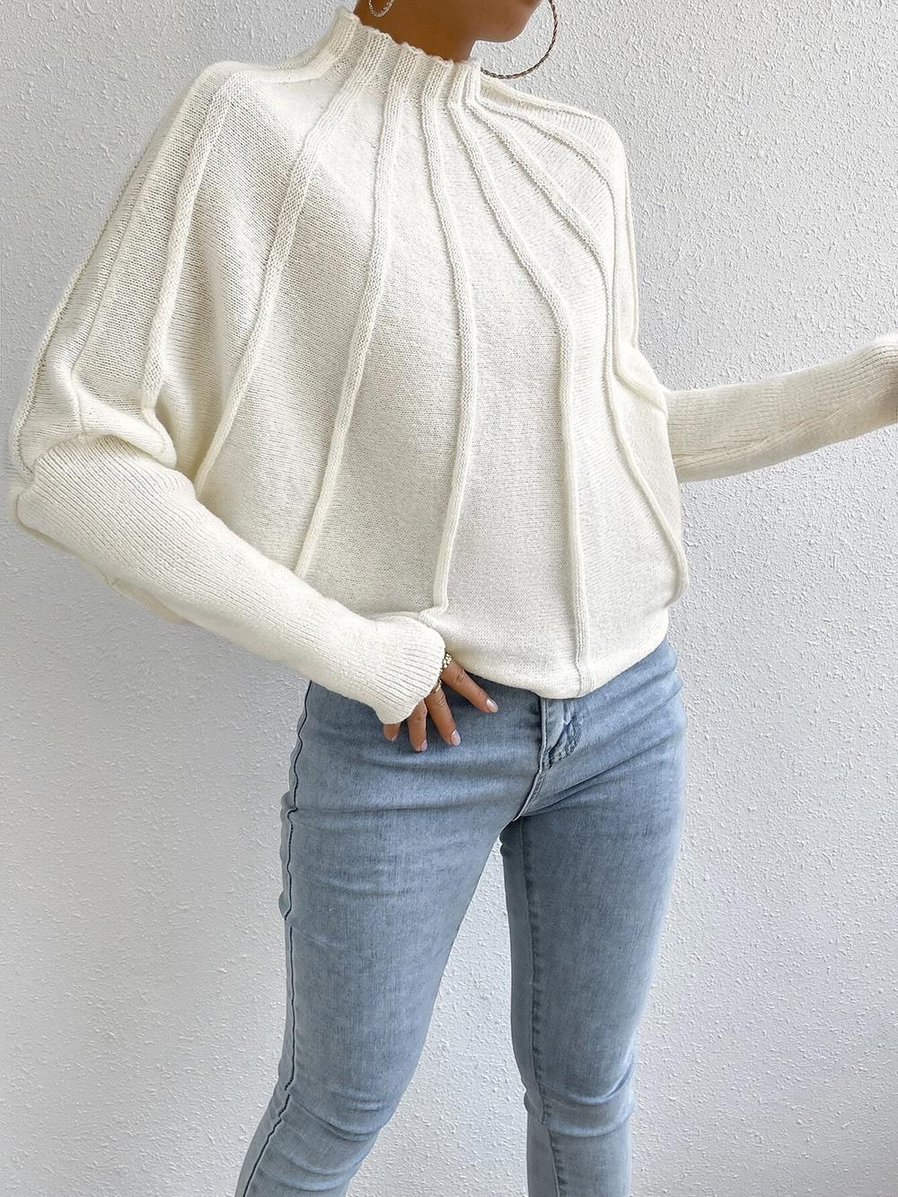 Norvielle Damen Kaschmir Strickpullover Fledermausärmel