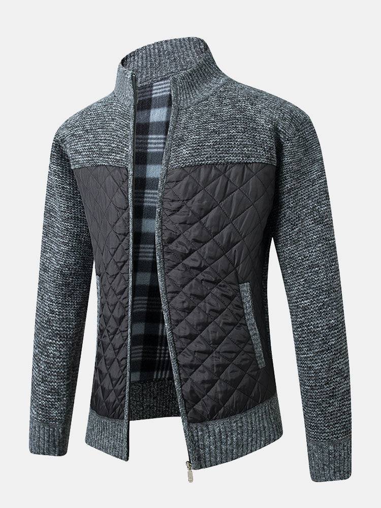 Herren Strickjacke Karomuster Frontverschluss