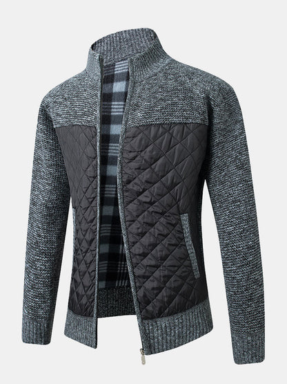 Herren Strickjacke Karomuster Frontverschluss