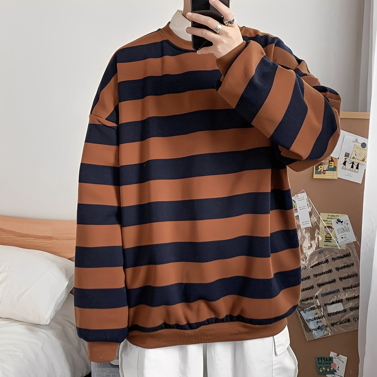 Herren Oversized-Pullover Streifen