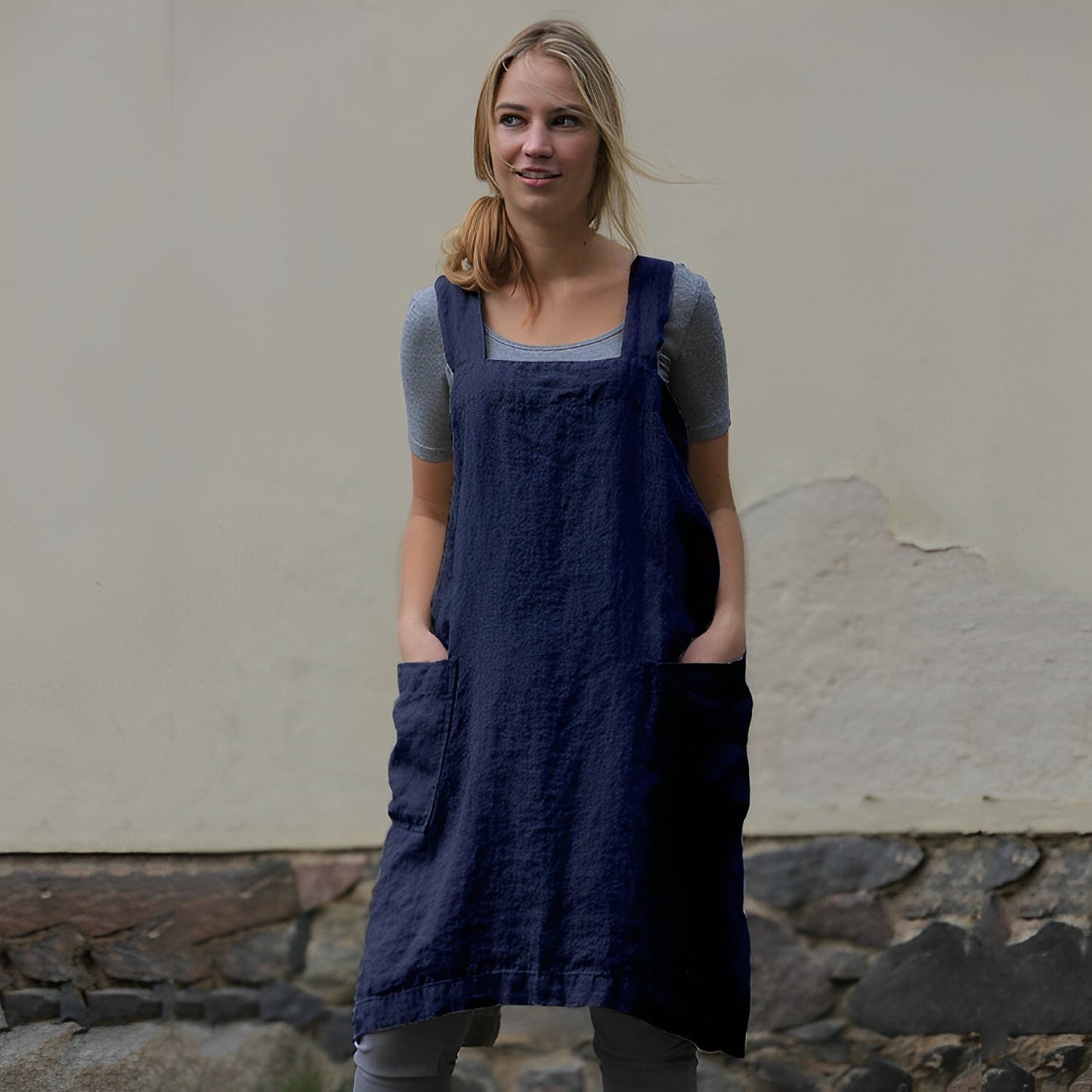 Damen Schürzenkleid mit Taschen