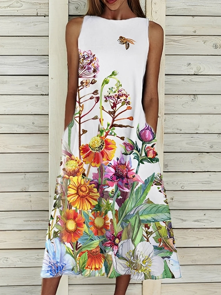 Damenkleid Blumenmuster Sommerkleid Grün
