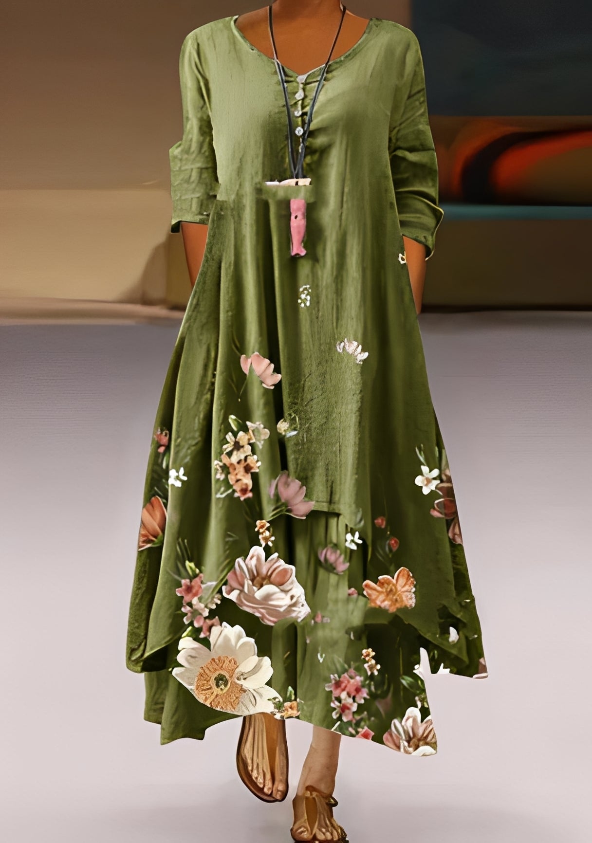 Damenkleid mit Print Elegantes locker Fallendes Kleid