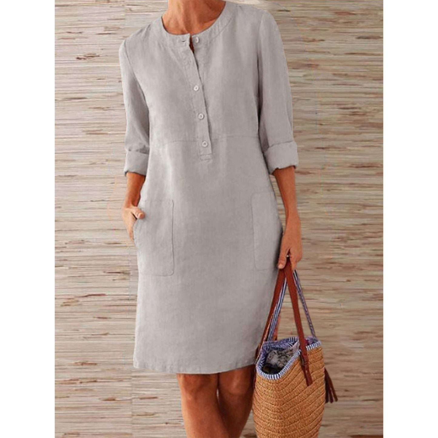 Damen Kleid Elegantes Unifarbenes Leichtes