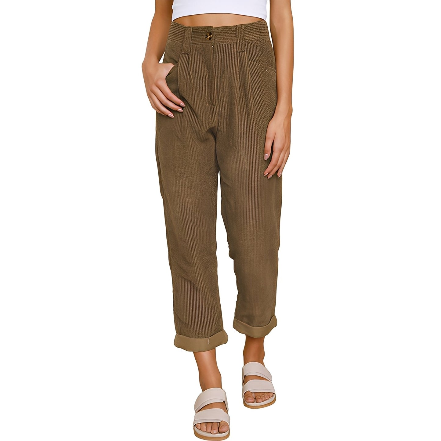 Damen Cordhose Hohe Taille