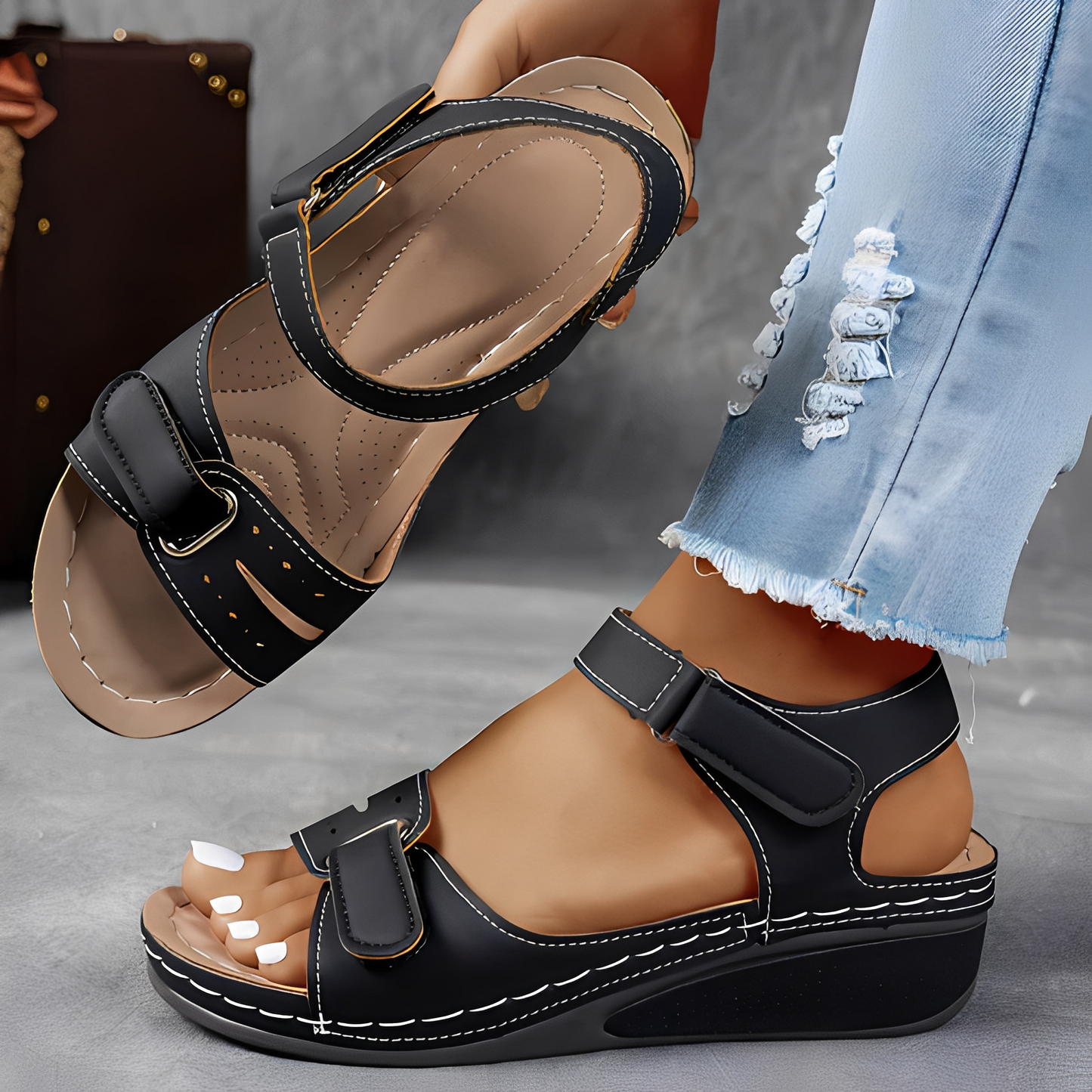 Damen Sandalen Leichtes Komfort-Fußbett Bequem