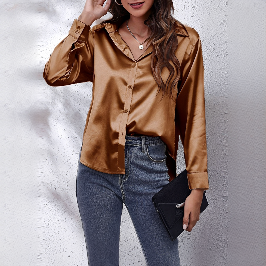 Damenbluse Elegant Modern Seide Weiß