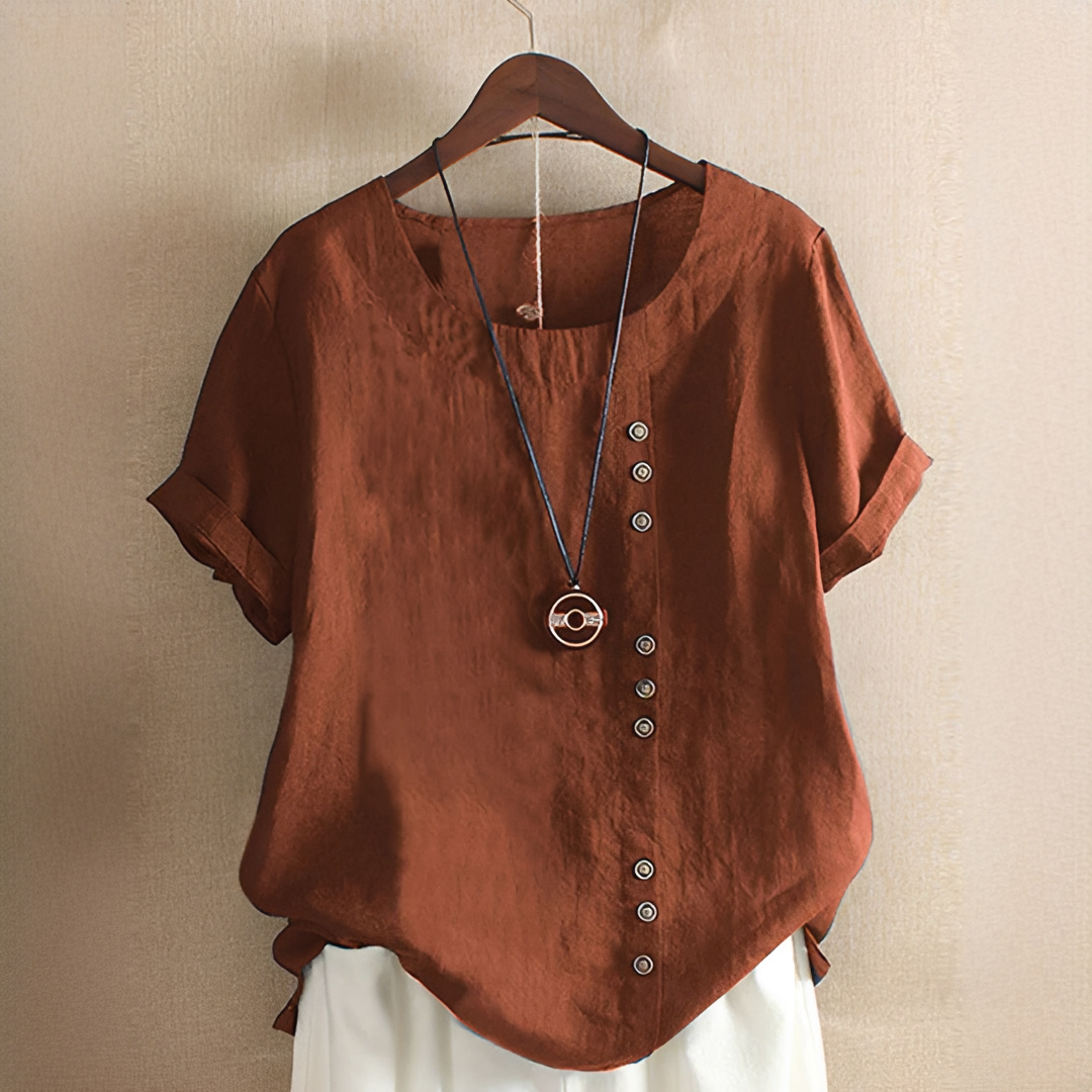 Damen Sommer T-Shirt Elegant Baumwolle Weiß