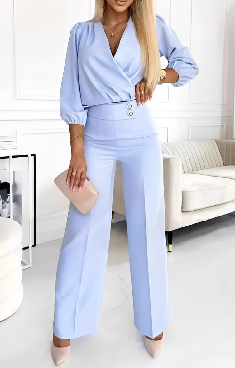 Damen Zweiteiliges Set Knopfdetails Büro Outfit