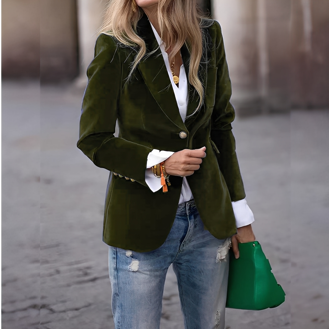 Damen Knopfjacke Klassisch Leger