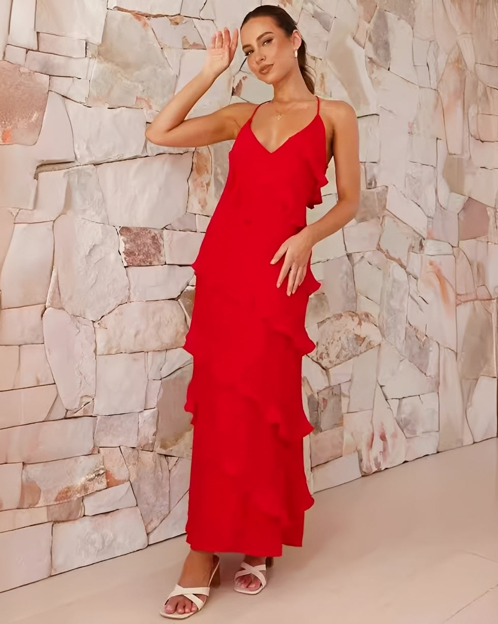 Damen Maxi-Kleid Neckholder Elegantes Festlich