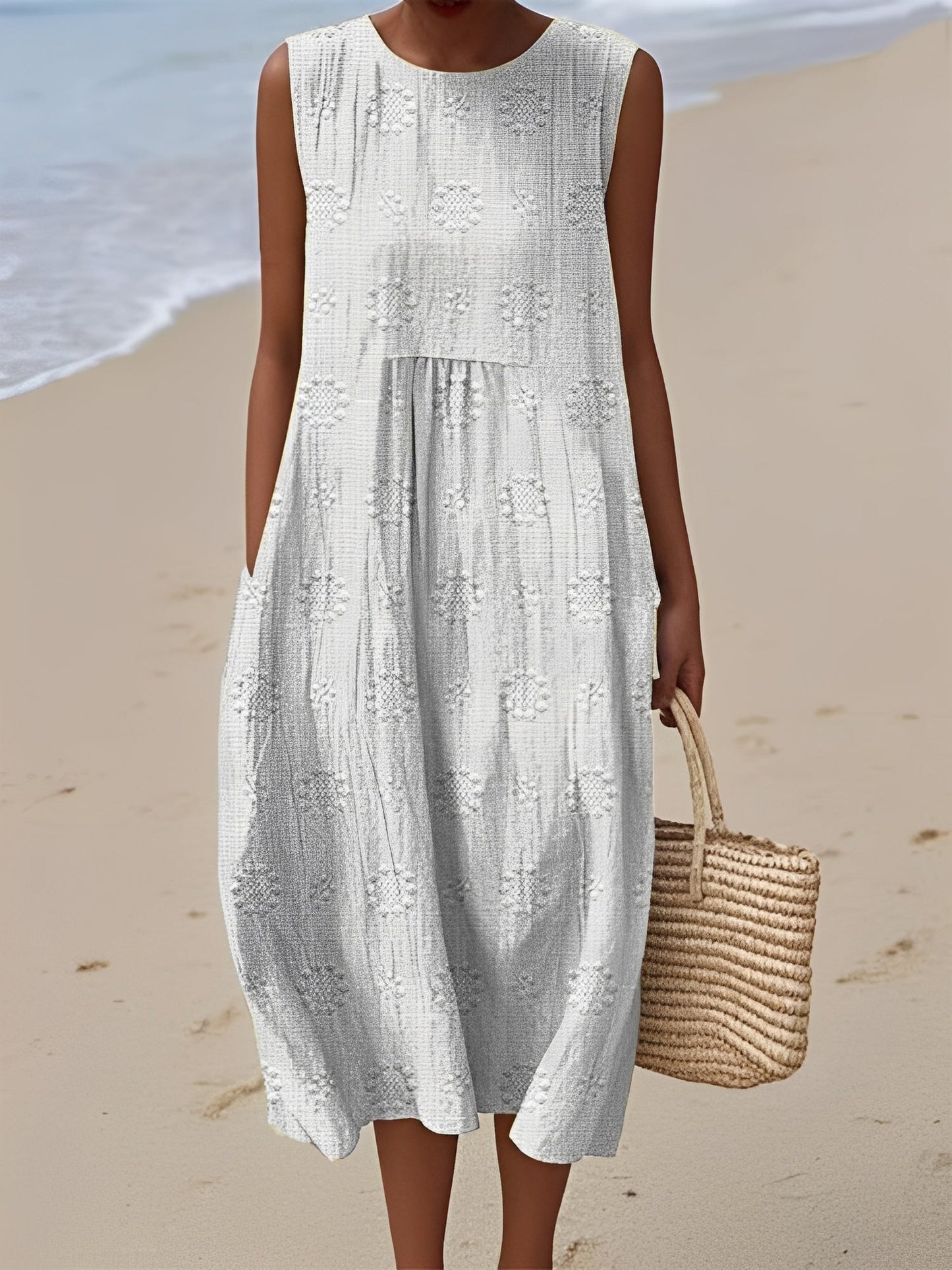 Damen Ärmelloses Sommerkleid Modernes Muster Bequem